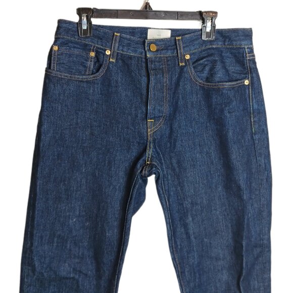 Sid Mashburn Skinny Jeans Mens 33x30 Dark Wash Stacked Button Fly 100% Cotton - Picture 2 of 4